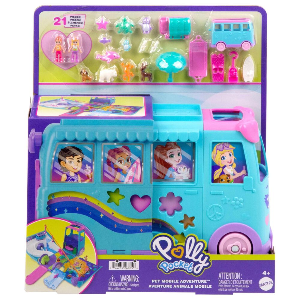 Polly Pocket Pet Mobile Adventure with Accessories Set in Multicolor, , large