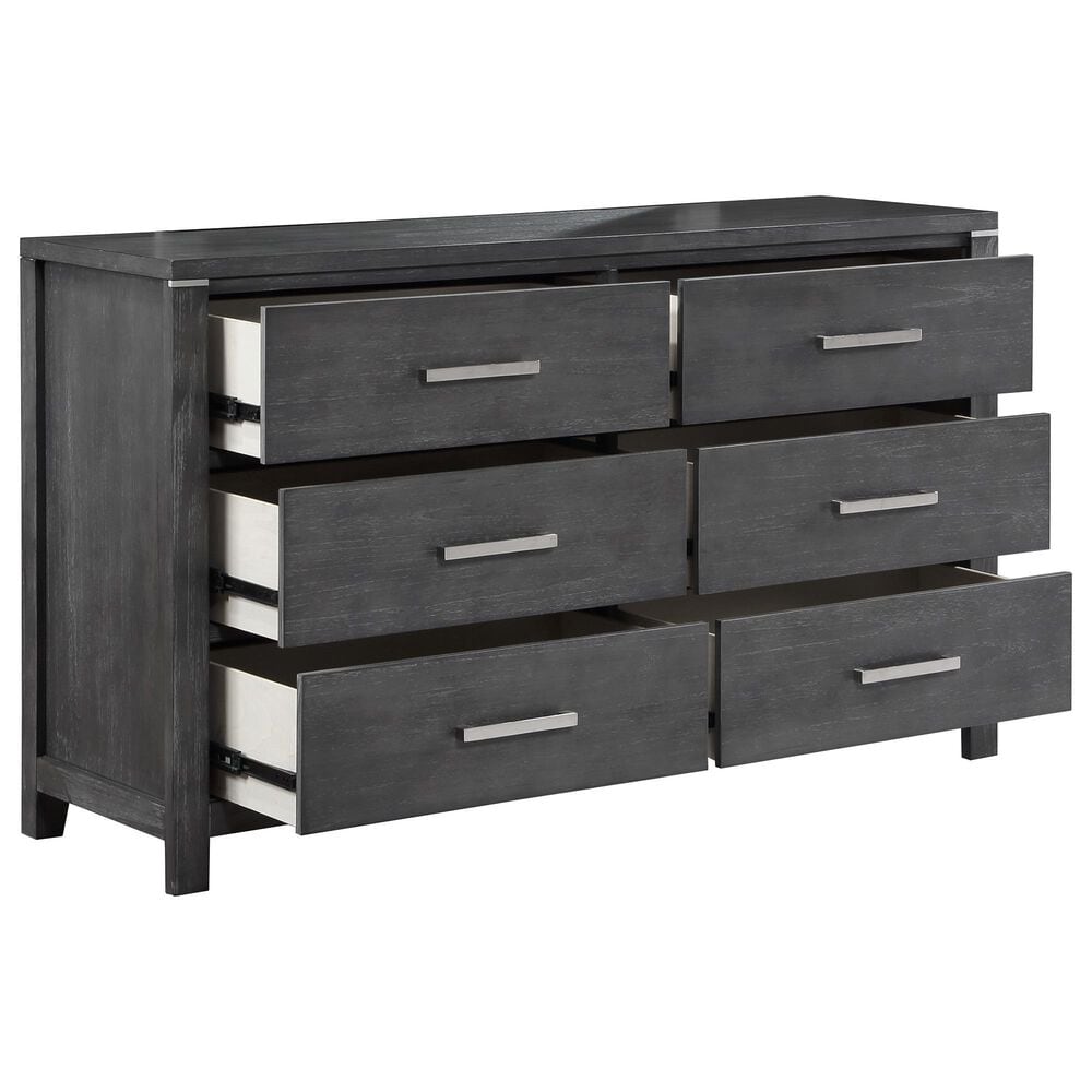 New Heritage Design Odessa 6-Drawer Dresser in Charcoal and Silver, , large