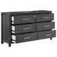 New Heritage Design Odessa 6-Drawer Dresser in Charcoal and Silver, , large