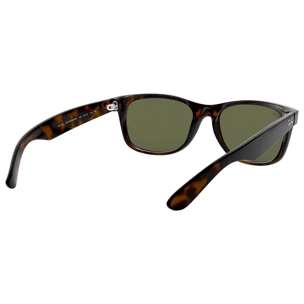 Rayban Glasses New Wayfarer Classic Sunglasses with G-15 Green Lenses in Polished Tortoise, , large