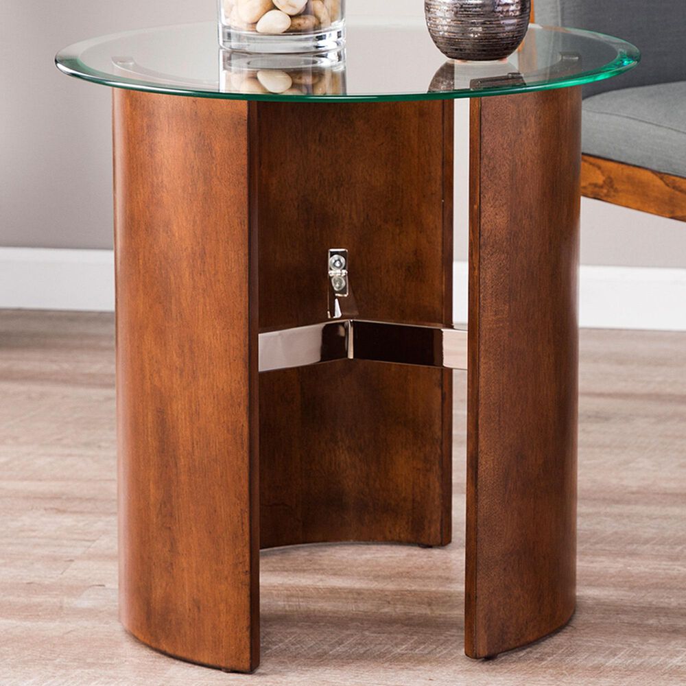 Southern Enterprises Holly Martin Round Side Table in Dark Tobacco, , large
