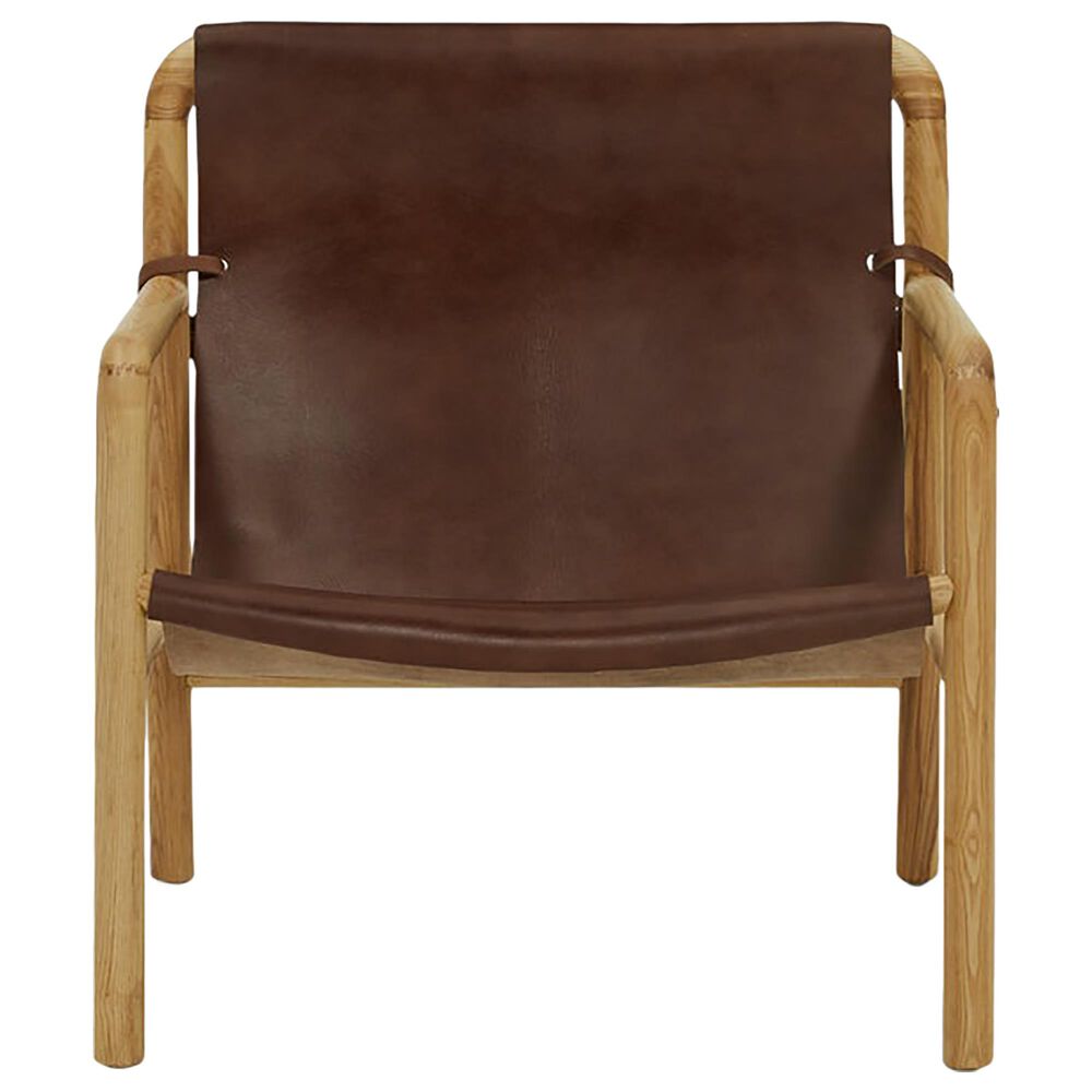 Joybird Hazel Leather Accent Chair in Chocolate and Natural, , large