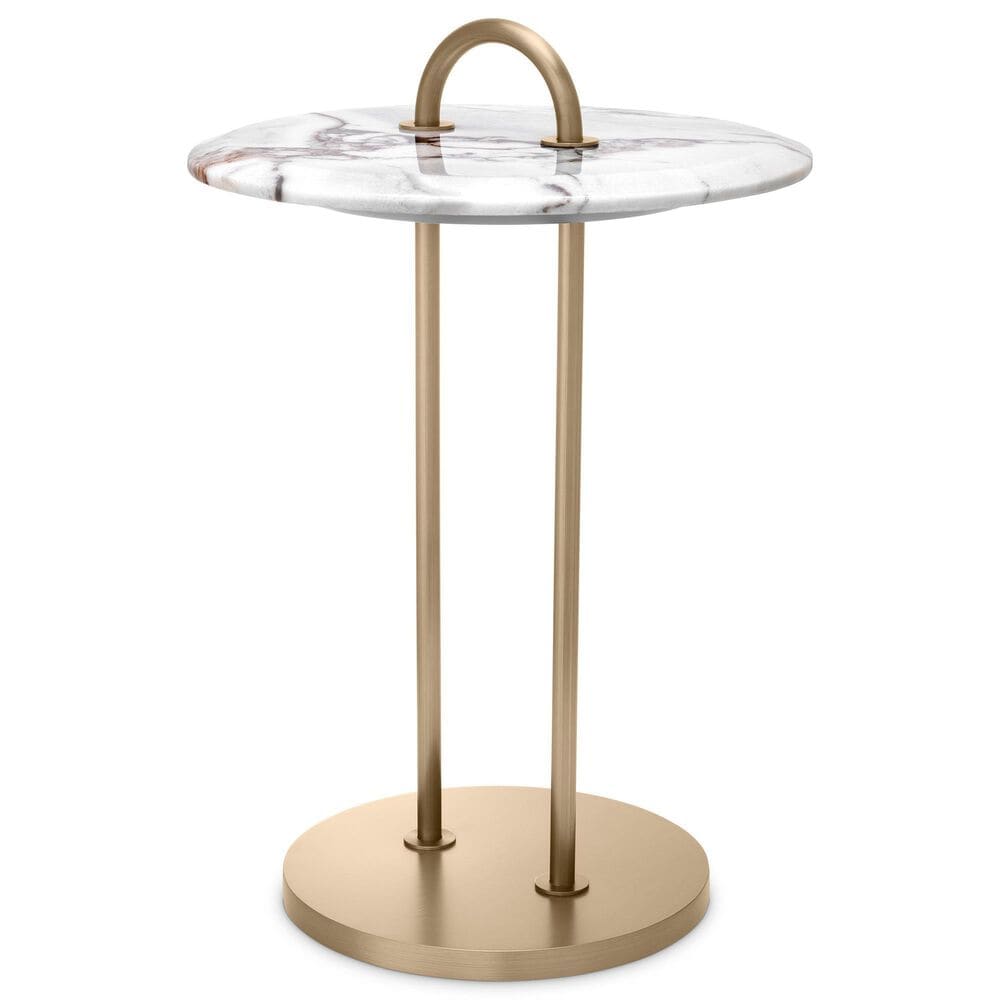 Eichholtz Zappa Side Table in Brushed Brass and White, , large
