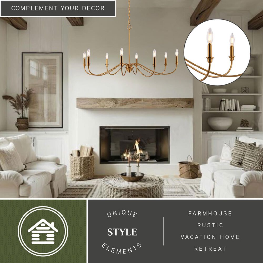 Vaxcel Annabelle 8-Light Chandelier in Muted Brass, , large