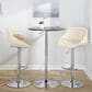 LumiSource Fabrico Swivel Adjustable Bar Stool with Cream Faux Leather Upholstery and Rounded T Footrest in Chrome (Set of 2), , large