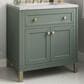 James Martin Vanities Chicago 30" Single Bathroom Vanity in Smokey Celadon with 3 cm Eternal Jasmine Pearl Quartz Top and Rectangular Sink, , large