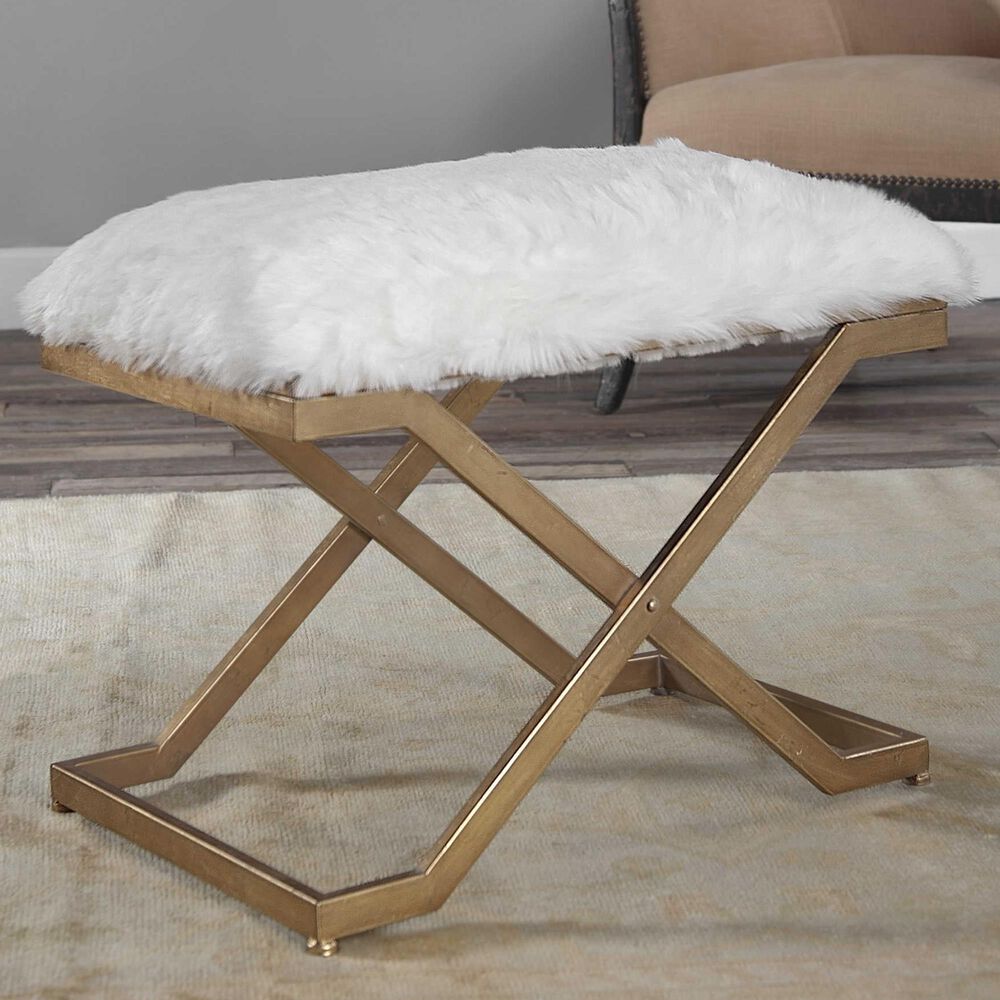 Uttermost Farran Bench in Antiqued Gold Leaf, , large