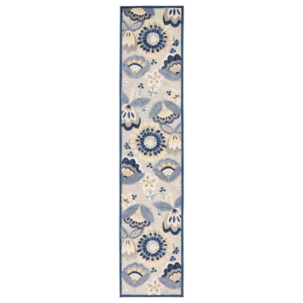 Nourison Aloha ALH17 2"3" x 12" Blue and Grey Indoor/Outdoor Runner, , large