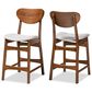 Baxton Studio Katya Counter Stool with Grey Cushion in Walnut Brown (Set of 2), , large
