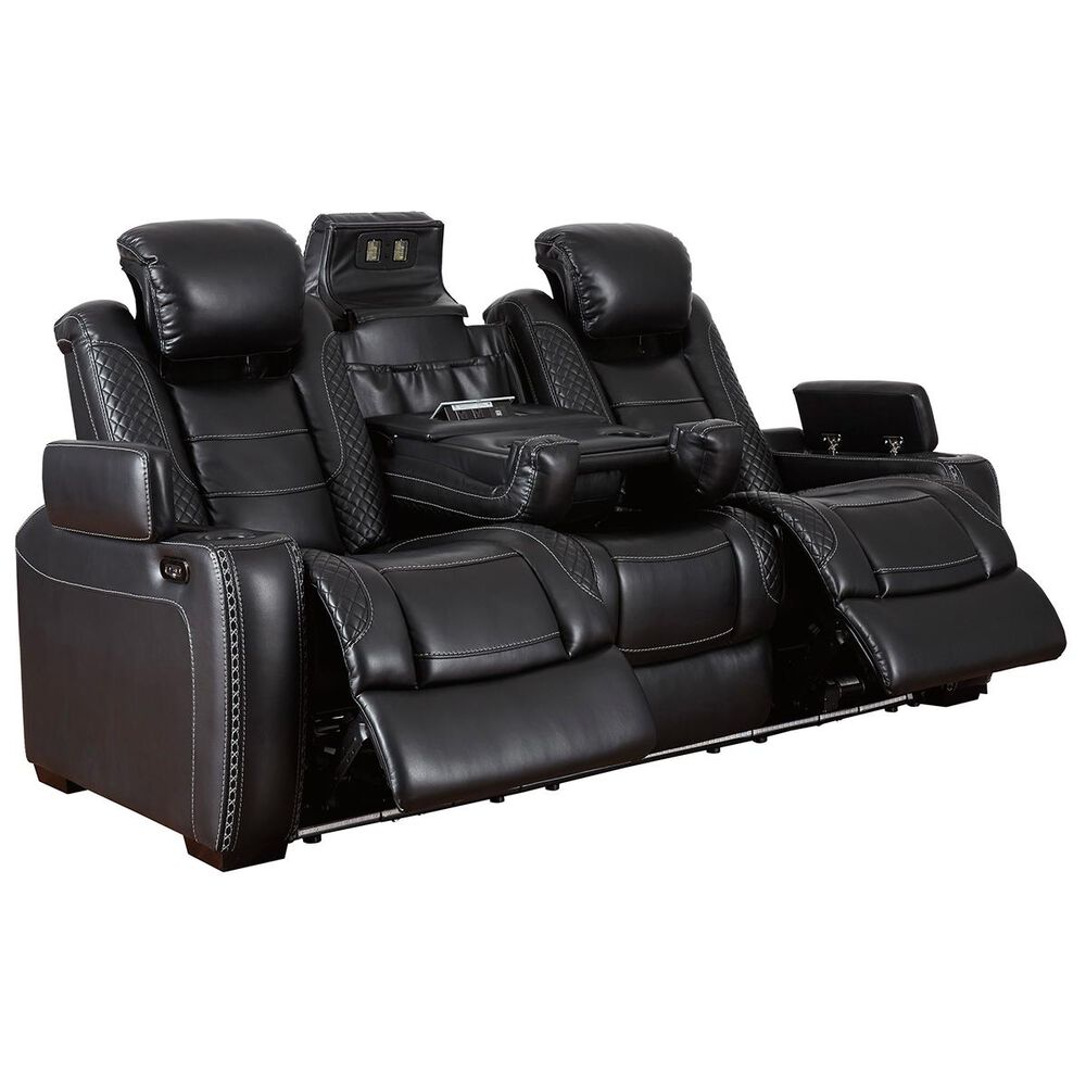 Signature Design by Ashley Party Time Power Reclining Sofa with Power Headrest in Midnight, , large