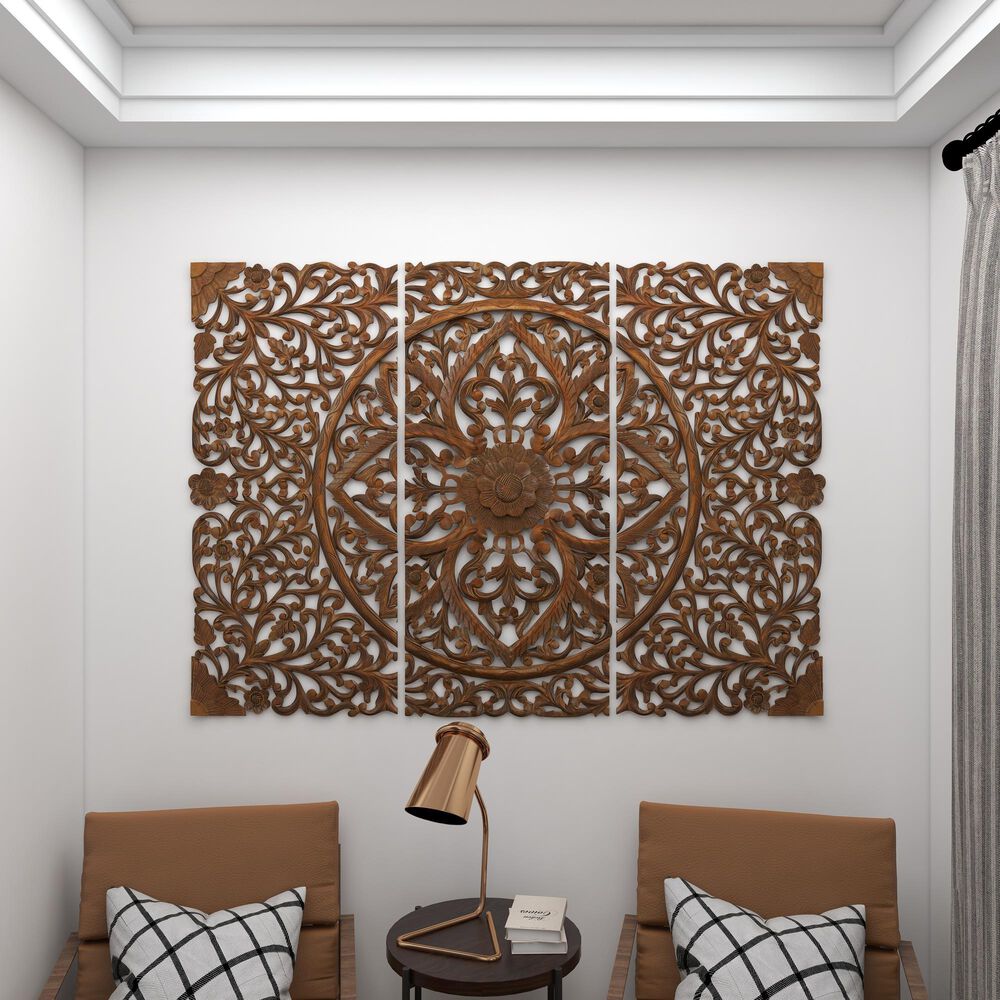 Maple and Jade 48&quot; x 16&quot; Traditional Wall Decor in Cinnamon Brown, , large