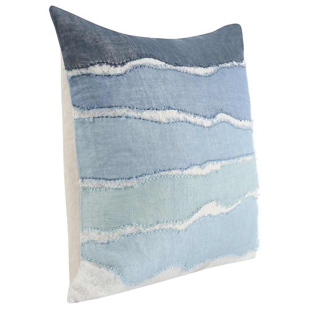 Classic Home Stillness Bikram 22&quot; x 22&quot; Throw Pillow in Capri Blue and White, , large