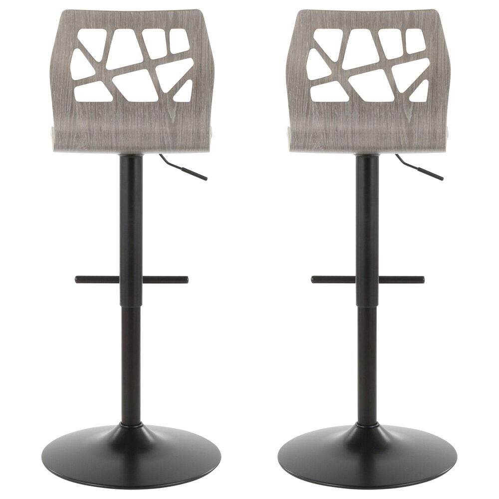 Lumisource Folia Swivel Barstool in Black and Light Grey &#40;Set of 2&#41;, , large