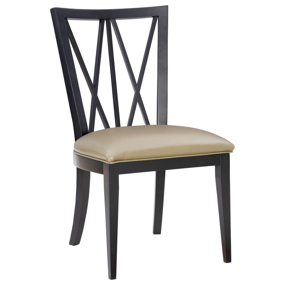 Linon Home Decor Bailey Side Chair with Tan Faux Leather Cushion Seat in Black, , large