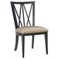 Linon Home Decor Bailey Side Chair with Tan Faux Leather Cushion Seat in Black, , large