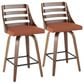 Lumisource Trevi Swivel Counter Stool with Orange Cushion in Walnut and Black (Set of 2), , large