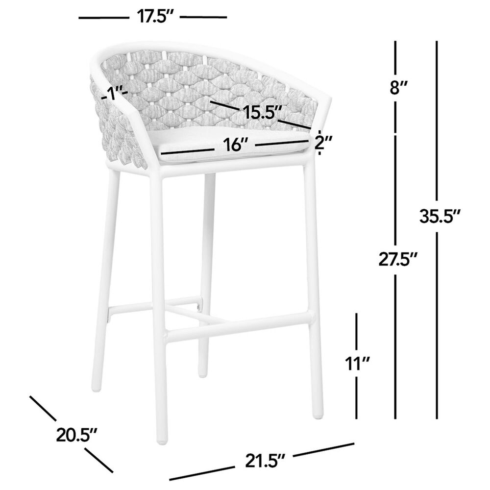 Hearth and Haven Rowan Patio Low-back Barrel Stool in White &#40;Set of 2&#41;, , large