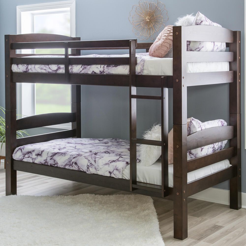 Linon Home Decor Levi Twin Over Twin Bunk Bed in Espresso, , large