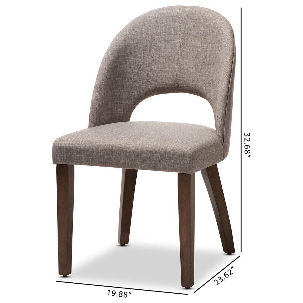 Baxton Studio Wesley Side Chair with Light Grey Cushion in Walnut (Set of 2), , large