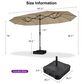 HOMLUX 14" Outdoor Double-Sided Market Umbrella with Base in Khaki, , large