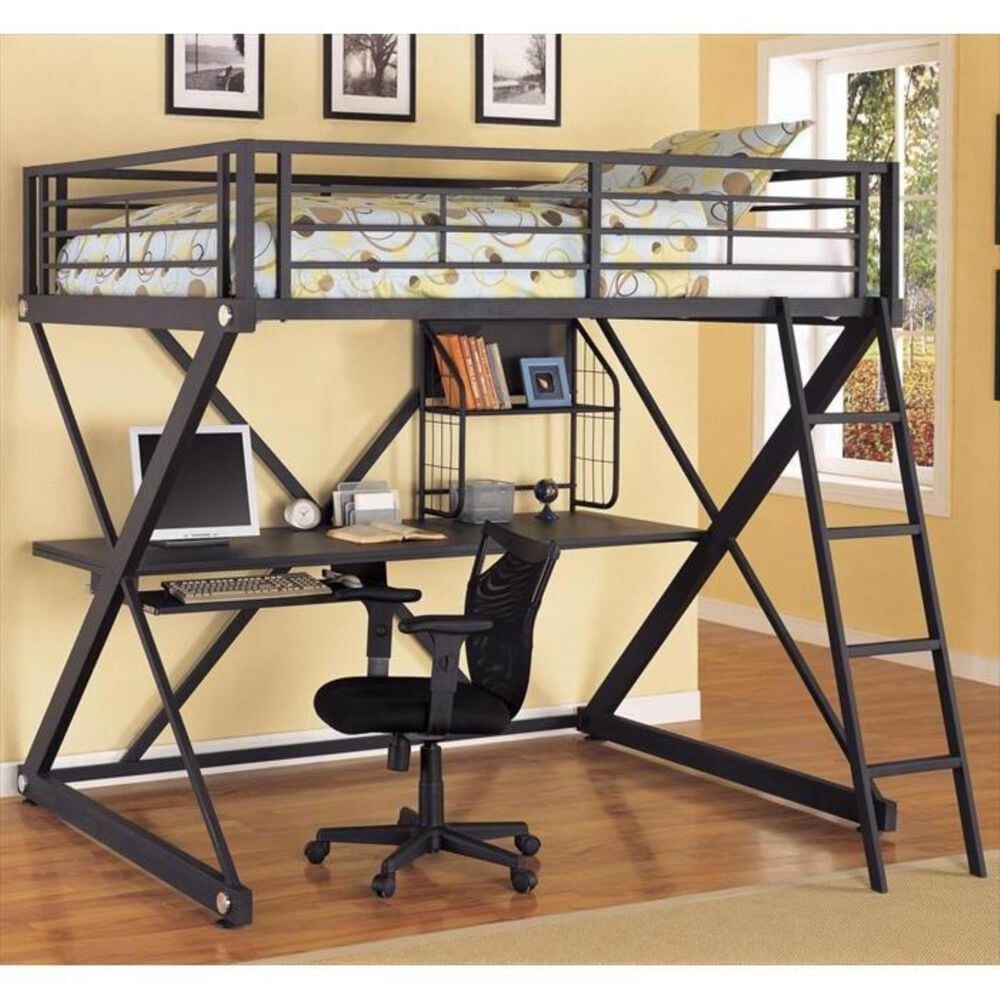 Little Dreamer Full Metal Loft Bed with Desk, , large
