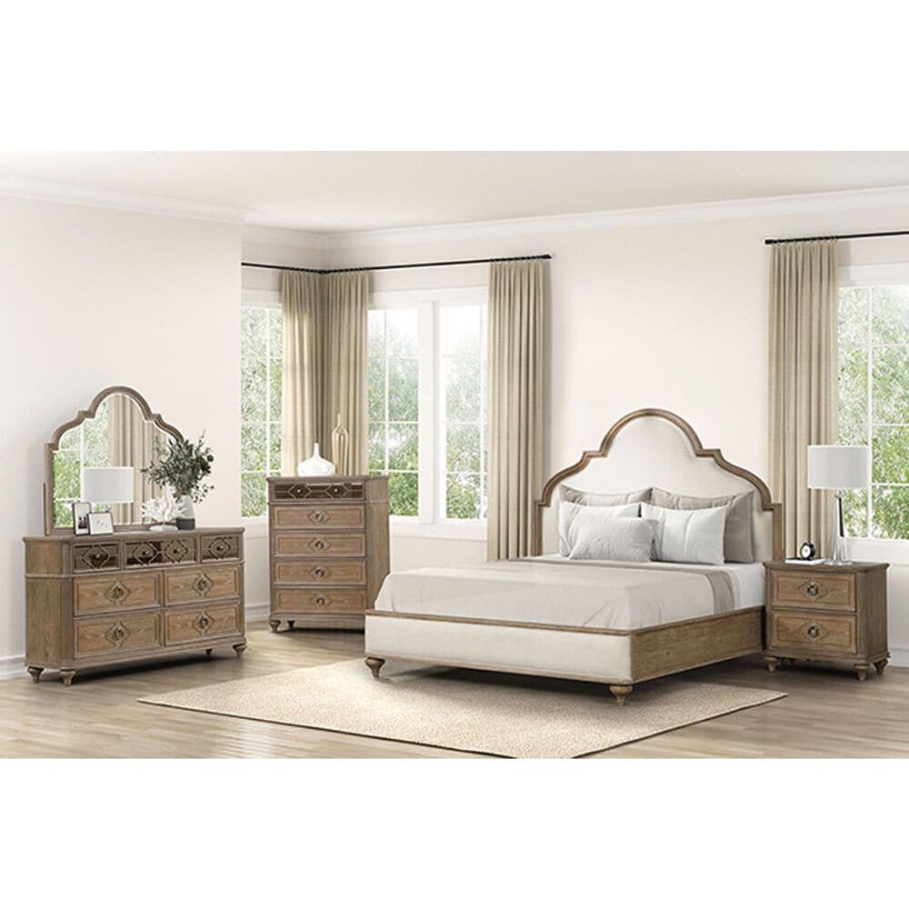 Furniture of America Lyris Queen Panel Bed in Rustic Oak, , large