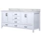 Lexora Home Jacques 72" Double Bathroom Vanity in White with 2 cm White Carrara Marble Top and Rectangular Sinks, , large