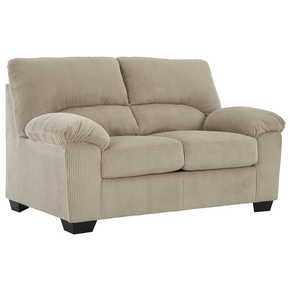 Ashley SimpleJoy Stationary Sofa and Loveseat Set in Sand, , large