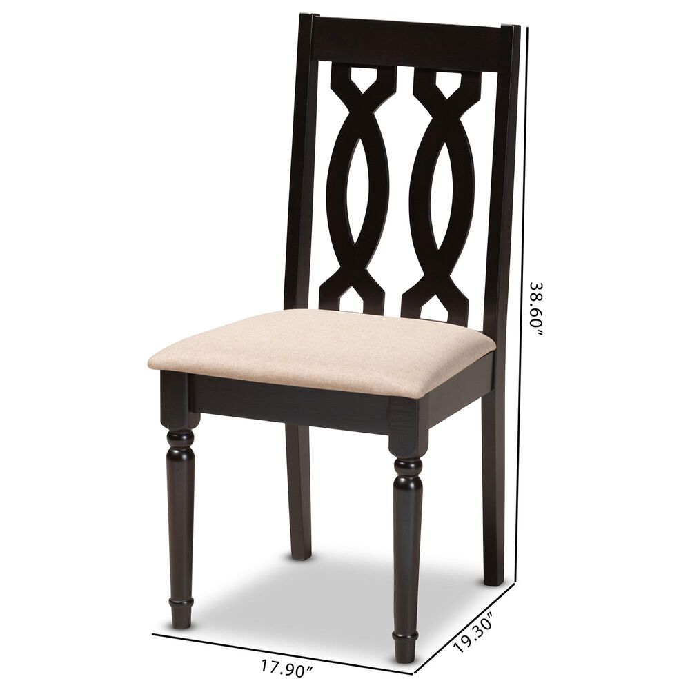 Baxton Studio Cherese Side Chair with Sand Cushion in Espresso Brown (Set of 4), , large