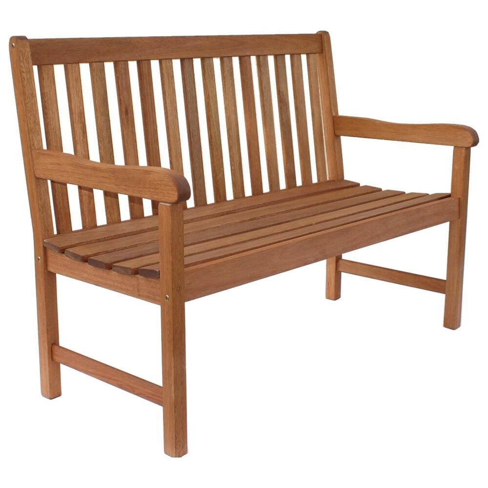 International Home Miami 47" All-Weather Outdoor Bench with Armrests in Natural, , large
