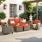 HOMLUX 5-Piece Outdoor Wicker Patio Furniture Set in Orange Red, , large