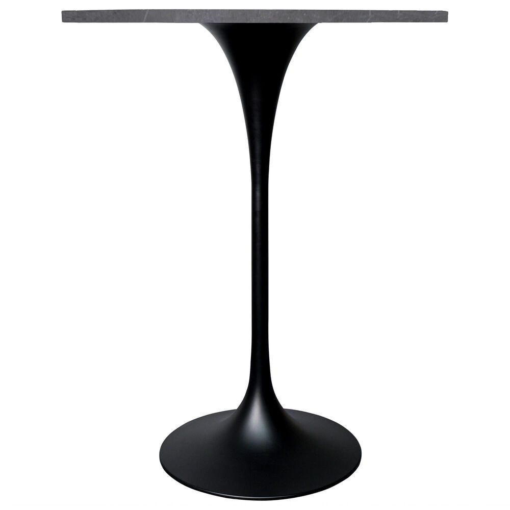 Leisuremod LeisureMod Verve Collection Modern Bar Height Table Black Base with 27 Round Marble Grey Sintered Stone Top, , large
