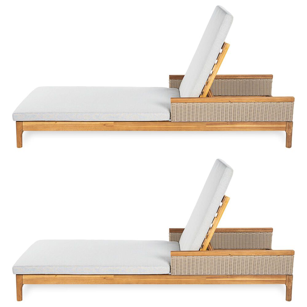 Hearth and Haven Outdoor Chaise Lounge in Light Grey (Set of 2), , large