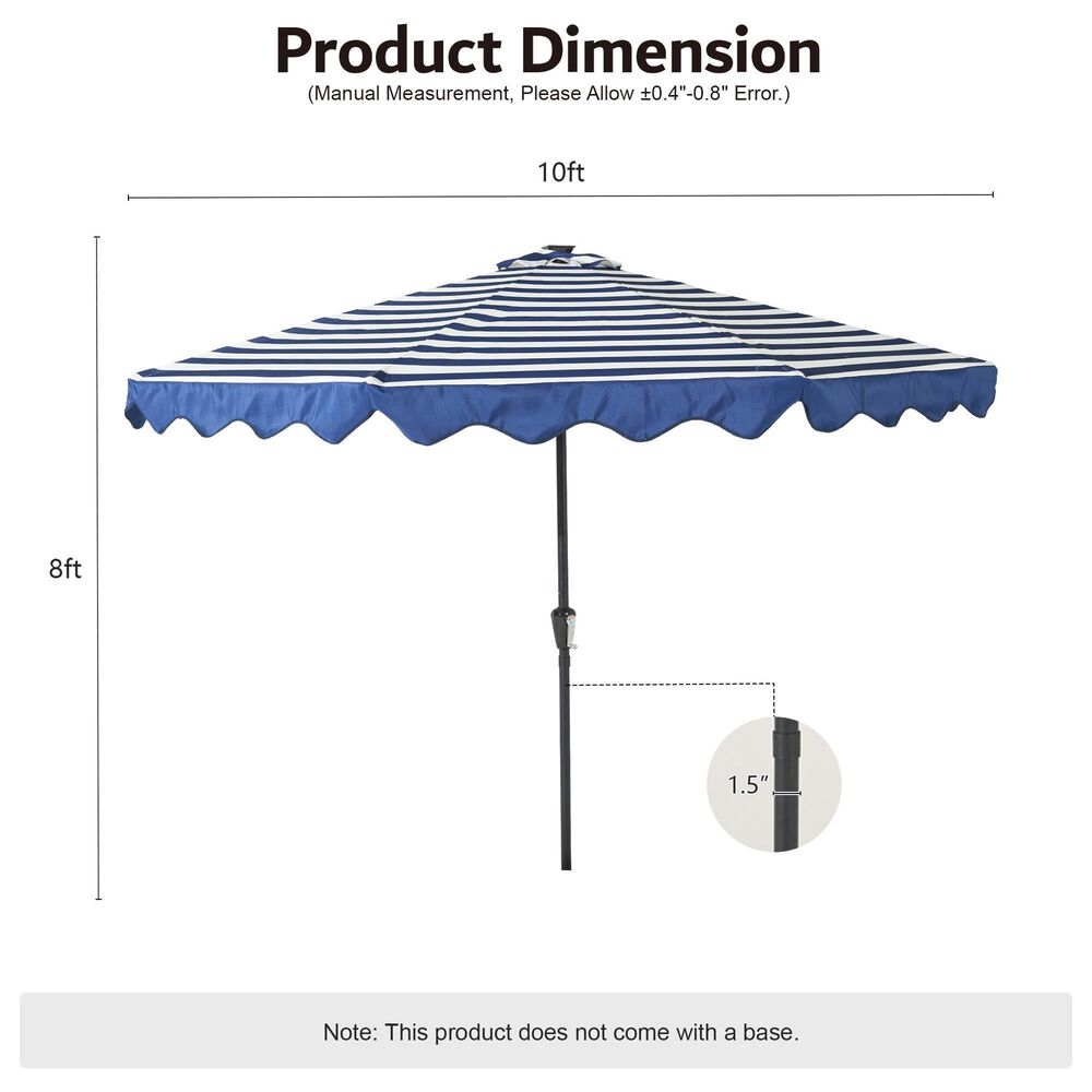 HOMLUX 10' Solar LED Patio Umbrella with Adjustable Tilt and in Dark Blue, , large