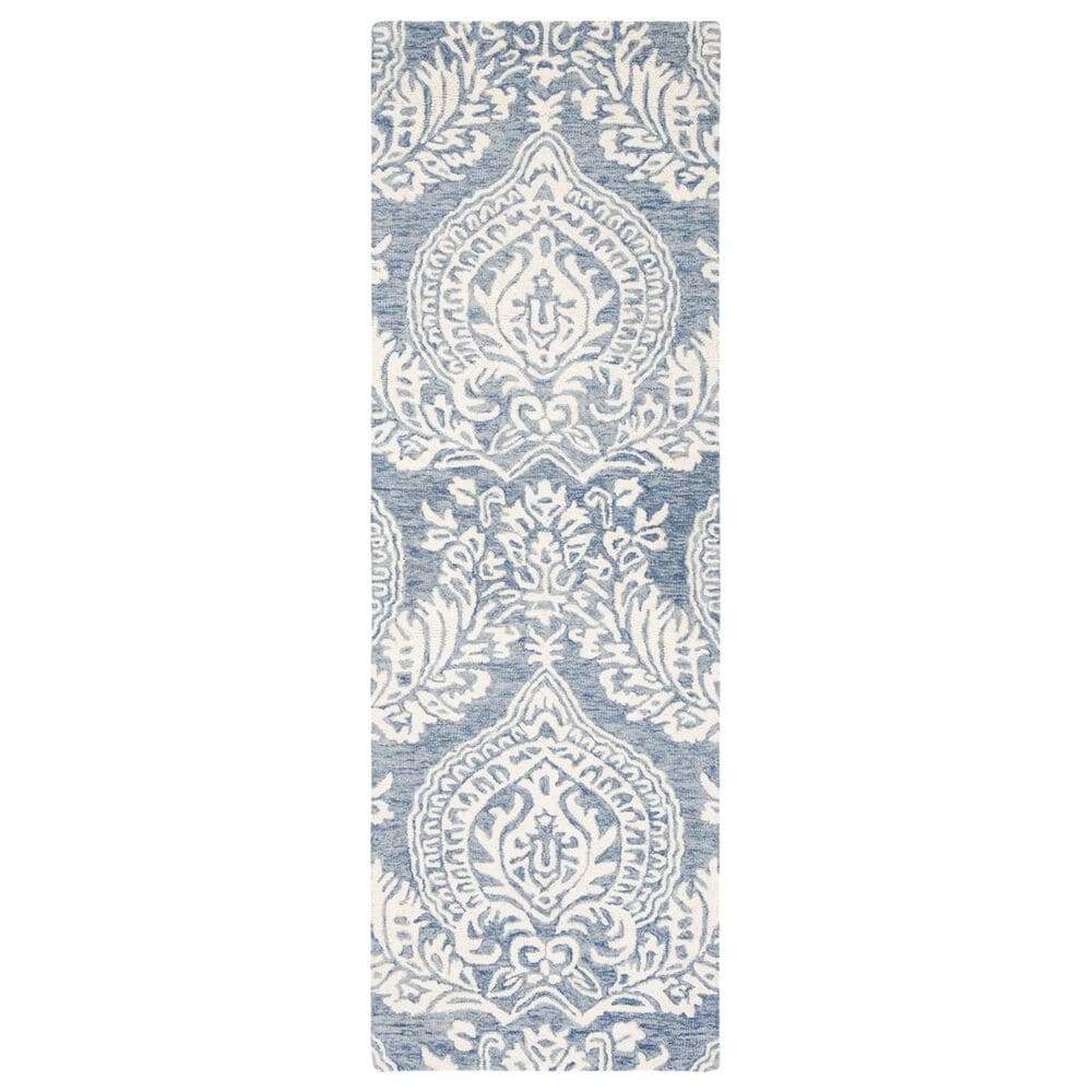 Safavieh Micro-Loop MLP512M 2"3" x 7" Blue and Ivory Runner, , large