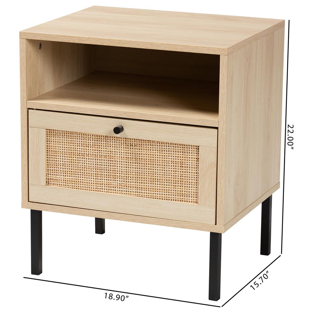 Baxton Studio Caterina 1-Door End Table in Natural Brown and Black, , large