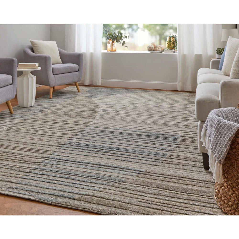 Feizy Elias 10&#39; x 14&#39; Gray, Ivory and Blue Area Rug, , large