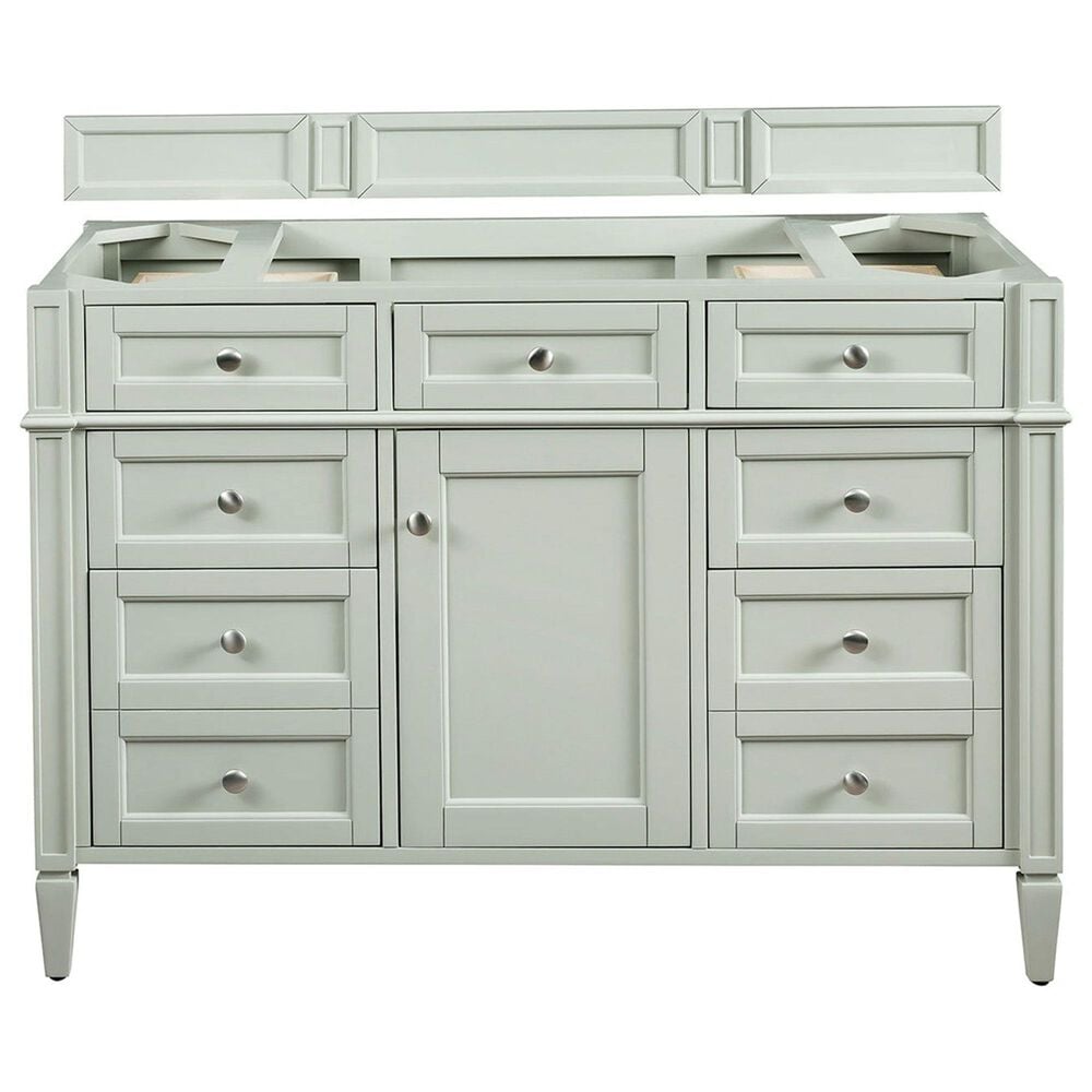 James Martin Vanities Brittany 48&quot; Single Bathroom Vanity in Sage Green with 3 cm White Zeus Quartz Top and Rectangular Sink, , large