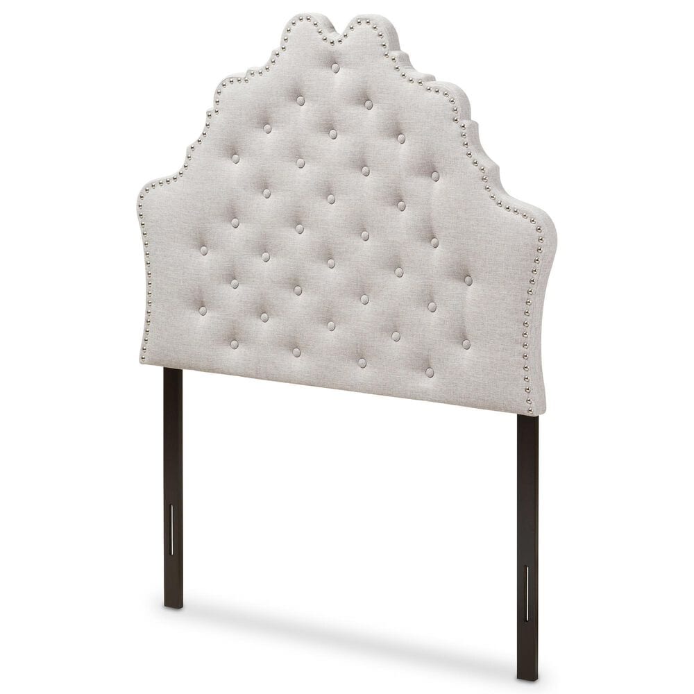 Baxton Studio Hilda Twin Upholstered Headboard in Greyish Beige, , large
