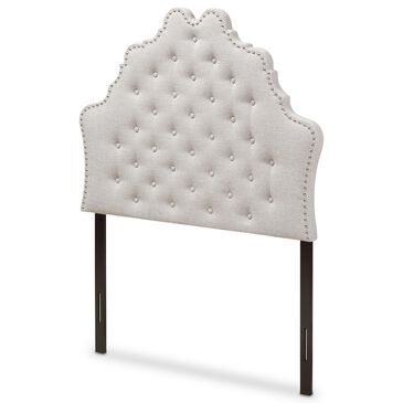 Baxton Studio Hilda Twin Upholstered Headboard in Greyish Beige, , large
