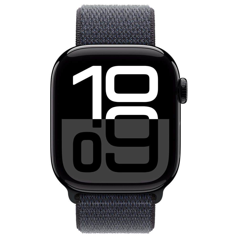 Apple Watch Series 10 GPS + Cellular 46mm Jet Black Aluminum Case with Ink Sport Loop, , large