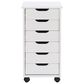 Linon Home Decor Cary 6-Drawer Rolling Cart in White Wash, , large