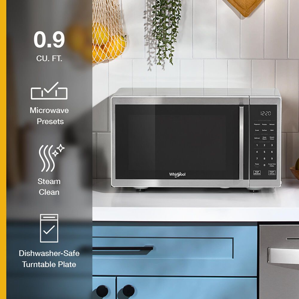 Whirlpool 0.9 Cu. Ft. Countertop Microwave with Steam Clean in Stainless Steel, , large