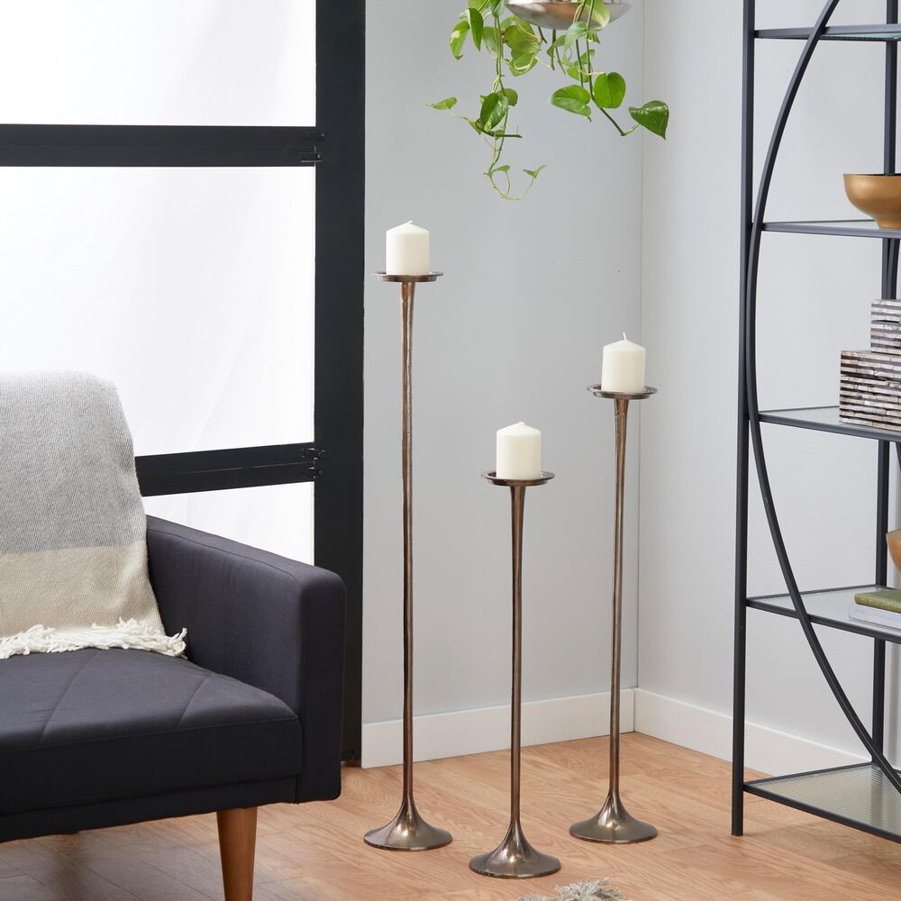 Maple and Jade 40&quot; Modern Candle Holder in Antique Bronze &#40;Set of 3&#41;, , large