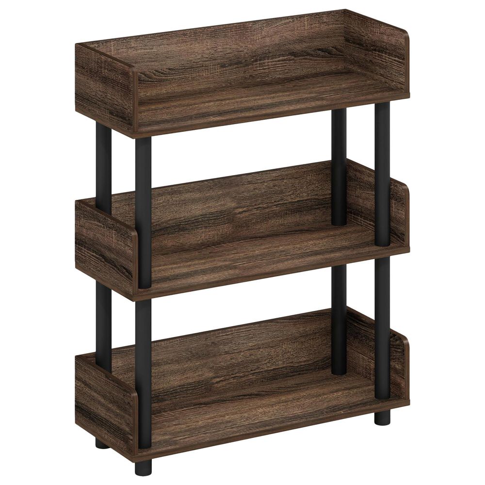 HOMLUX Turn-N-Tube 3-Tier Open Display Storage Bookshelf in Walnut, , large