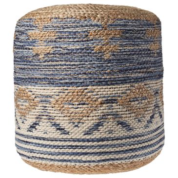 L.R. RESOURCES Decorative Pouf in Natural, Navy and Gray, , large