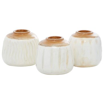 Maple and Jade Coastal Vase in White, Brown and Beige (Set of 3), , large