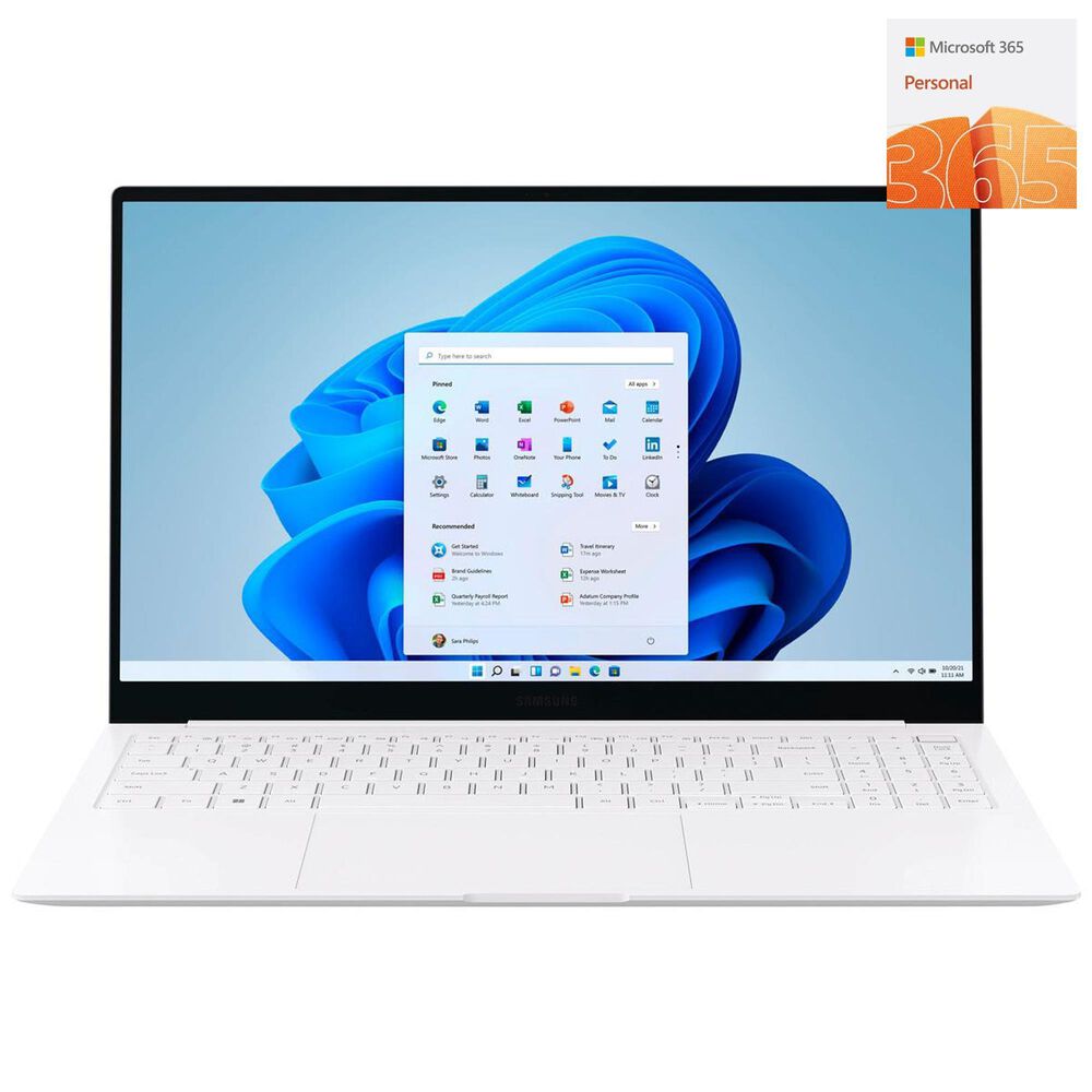 Samsung Galaxy Book2 Pro 15.6" AMOLED Laptop - Intel Core i7 - 16GB Memory -Intel Iris Xe Graphics- 512GB SSD - Silver + 365 Personal | 12-Month Subscription, 1 person | Premium Office apps | 1TB OneDrive cloud storage | PC/Mac Download (Digital Code in Box), , large
