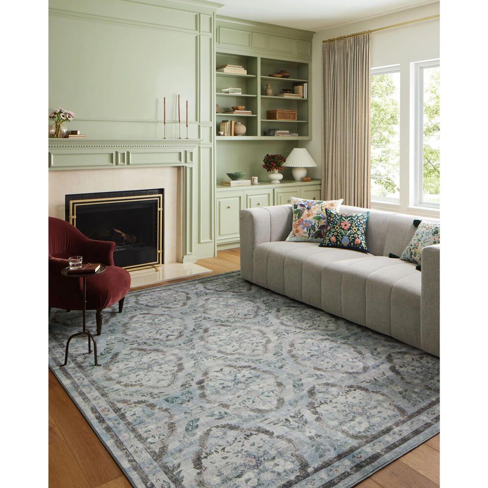 Rifle Paper Co Crafted by Cloth and Company Courtyard 8&#39;6&quot; x 11&#39;6&quot; Chateau Blue Area Rug, , large