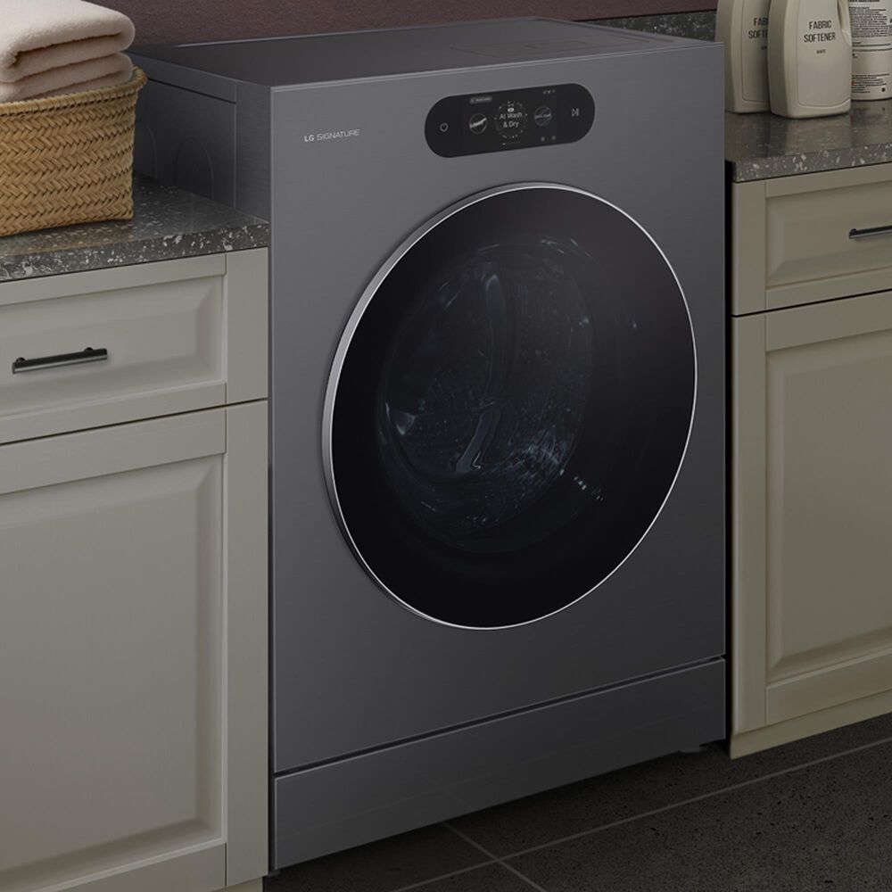LG Studio 5.8 Cu. Ft. Smart Front Load All-In-One Washer and Dryer Combo in Brushed Black Steel, , large